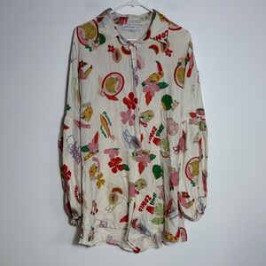 Petal + Pup Colorful Linen Graphic Button-Up Romper XL